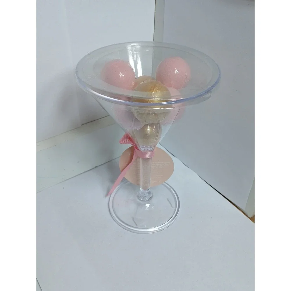 Belle Maison Love Bath Fizzer Martini Glass 7 Count Pink Gold New